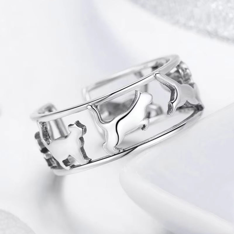 Cat Carousel Sterling Silver Ring