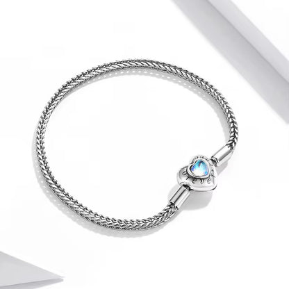 Heart Shaped Forever Love Moonstone Sterling Silver Charm Bracelet