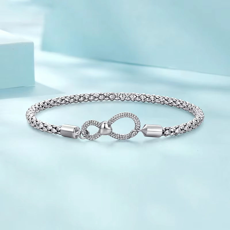 Infinity Braided Sterling Silver Charm Bracelet