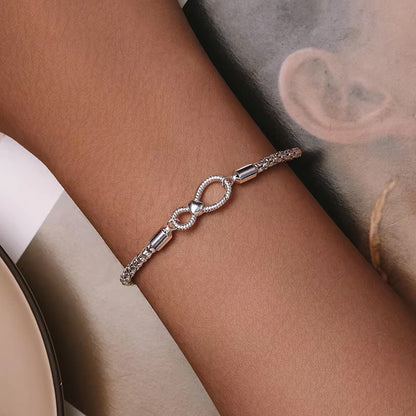 Infinity Braided Sterling Silver Charm Bracelet