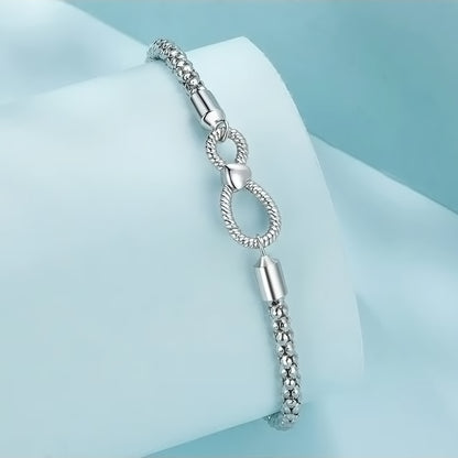 Infinity Braided Sterling Silver Charm Bracelet