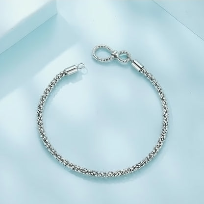 Infinity Braided Sterling Silver Charm Bracelet